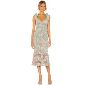 Lovers + Friends Gilda Midi Dress In Green & Pink